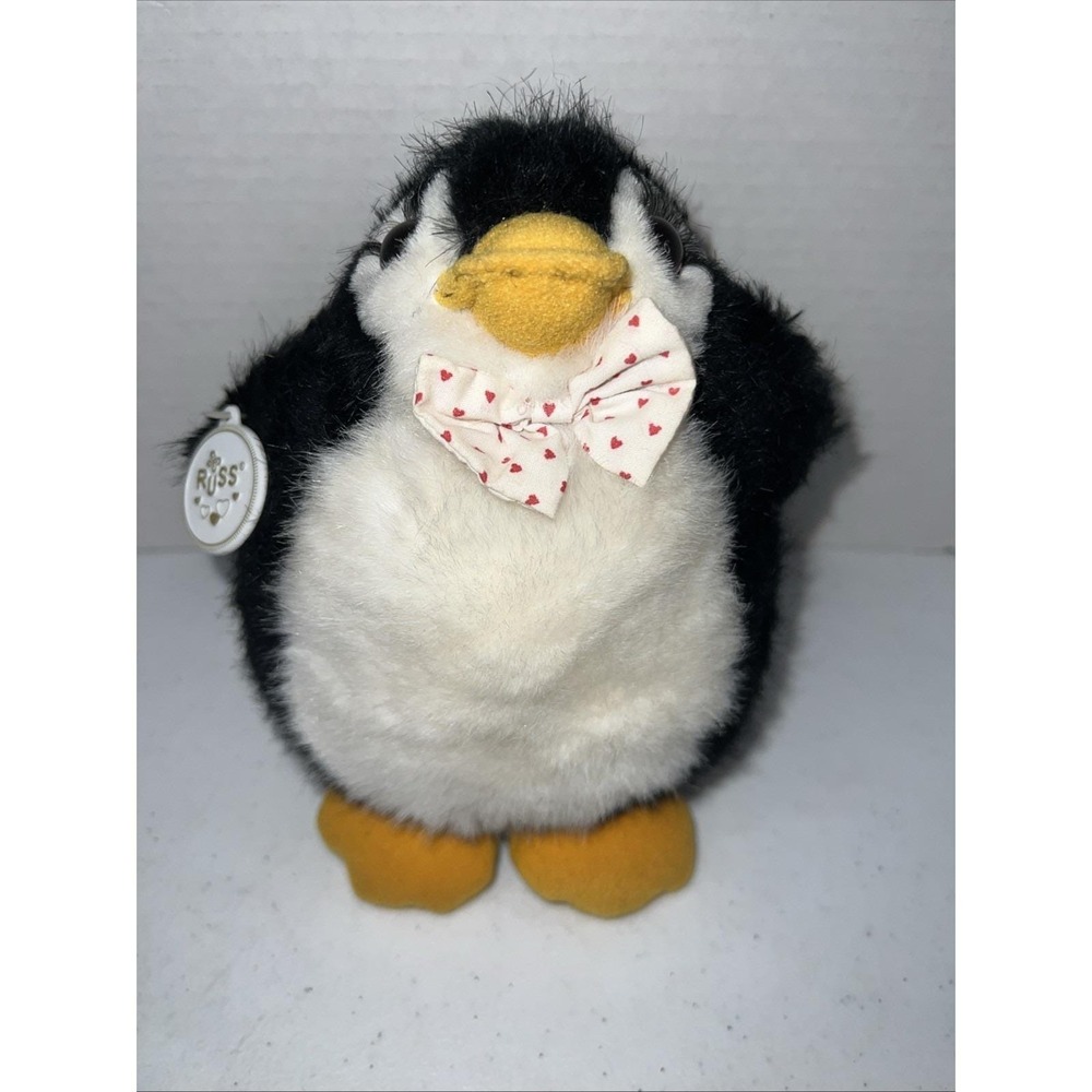 Russ Berrie & Co #880 Fairbanks Bowtie 7.5" Penguin Plush Stuffed Animal Vintage